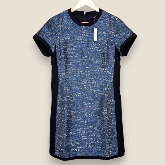 Madewell Dresses & Skirts - Madewell Shimmerweave Colorblock Dress Women Size 6 Blue Black Short Sleeve NWT
